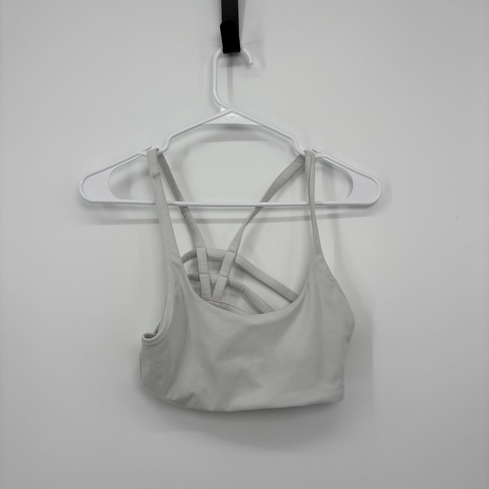 Vuori Women's Yosemite Bra White Strappy Back Athletic Sports Bra Size Small